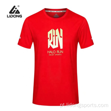 Camiseta por atacado de impressão personalizada em redondo esportes de corrida